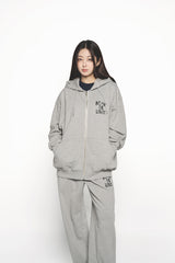 25SS INK STAMP LOGO HOODIE ZIP UP MELLANGE
