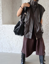 Punching Half Moon Round Shoulder Bag