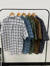 checkered short-sleeved shirt