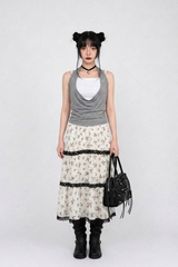 LAYERED-LOOK HALTER DRAPED TOP (3COLORS!)