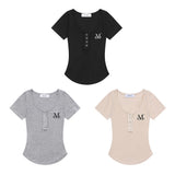 ハリングシグネチャーロゴスナップボタンUネックハーフT (3COLOR)