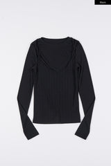 Shoulder layering long sleeve top