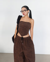 fleece leopard leopard jogger pants