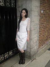 Oin Satin Lace Midi Skirt