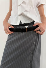 STRIPE BUTTON WRAP SKIRT