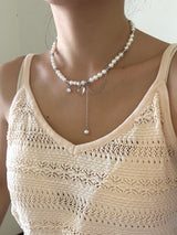 【MADE】Custom Letter Paper Clip Freshwater Pearl Necklace( 3 words)