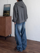 Dusty Pigment Crop Hood Zip-Up (3color) (No.1001)