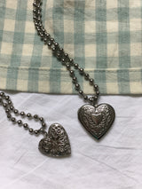 Vintage heart ball chain necklace (2c)