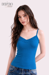 Deep Blue Lace Sleeveless Top