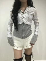 Fuzzy Snow Stud Mini Shorts