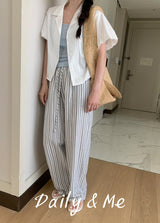striped banding pants