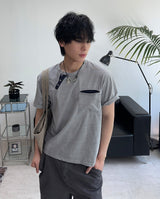 Tez diagonal Henley neck t-shirt