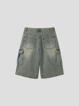 Fairy half cargo denim pants