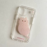 pink cat clear jellhard phone case