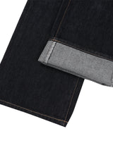 Back-banding raw denim pants