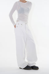 Turquoise white denim pants