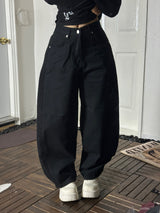 2color) Tweed side denim PT
