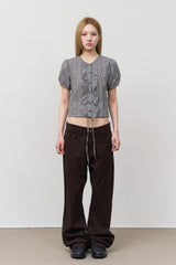 (W) Mote Check Shirring Blouse