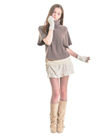 キャラメル ニット ハーフップ [BROWN]
