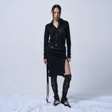 LAYERABLE BUTTON WRAP SKIRT (BLACK)