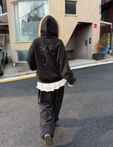 (Lining Brushed) STARRY FUR HOOD ZIP-UP