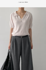 Whole Garment Collar Short Sleeve Knit