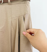 Desman Pintuck Banding Flare Skirt (Belt set)