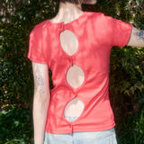 Back Slit Button Tee (Red) F25QB126