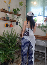 Checked around wide pants