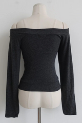RIBBED HEM OFF-SHOULDER TEE (3COLORS!)