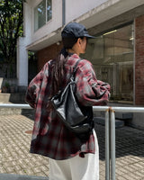 ポジ スムース オーバーフィット チェックシャツ