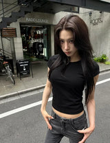 Cap Sleeve Contour U-Neck Slim Top