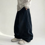 Digi Waist Band Front Pin Tuck Incision Washing Denim Wide Pants