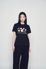 25SS TWINKLE JEWELRY BUNNY WOMAN SHORT SLEEVE T-SHIRT BLACK