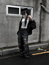 black destroyed wide denim