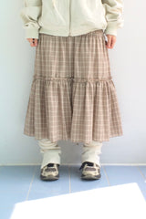 Meirin Shirring Checkered Skirt