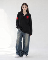 (UNISEX) Horse PK Collar Long Sleeve
