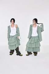 チェックフーディシャツ Green