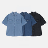 LMN Hey BioWashing Short-Sleeved Denim Shirt (3 colors)