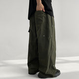 Rogen Nylon Rivet Slit Carpenter Wide Pants (3 colors)