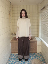 Check folding fleece pants / cocoa