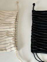 Clam string pouch _ Natural stripe