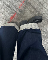 レースダークデニムバンドウエストワイドパンツ