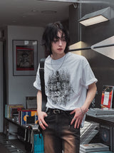 Grunge Nothing Printing Short Sleeve T-shirt