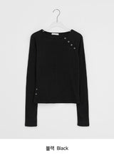 Kanit Diagonal Button Round Long Sleeve Tee