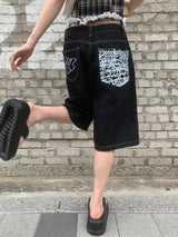 [🖤MD PICK] バックライン バックポイント バミューダデニムパンツ (Black)