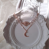 Art Nouveau Moon Necklace - Rosegold Color