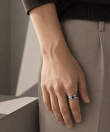NR-302 Curved Black Line Matte Silver Surgical Ring