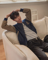 Barent Denim Color Matching Varsity Jacket