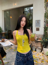 Yellow Sense V-neck sleeveless t-shirt
